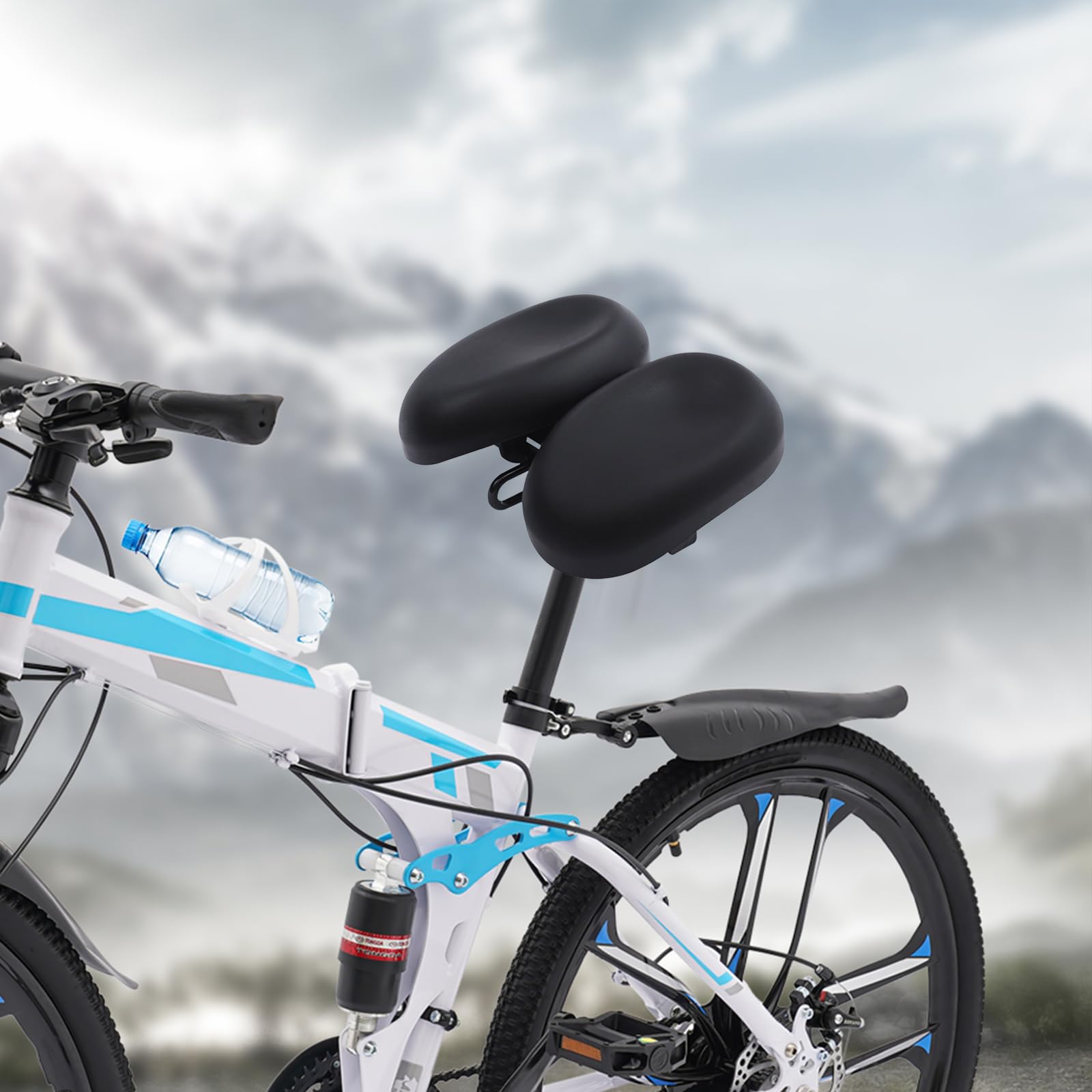 Cómodo sillín de bicicleta sin nariz, absorción de impactos, almohadilla doble, sillín ergonómico, suave, ajustable, sillín de bicicleta profundo, asiento de bicicleta de montaña impermeable para