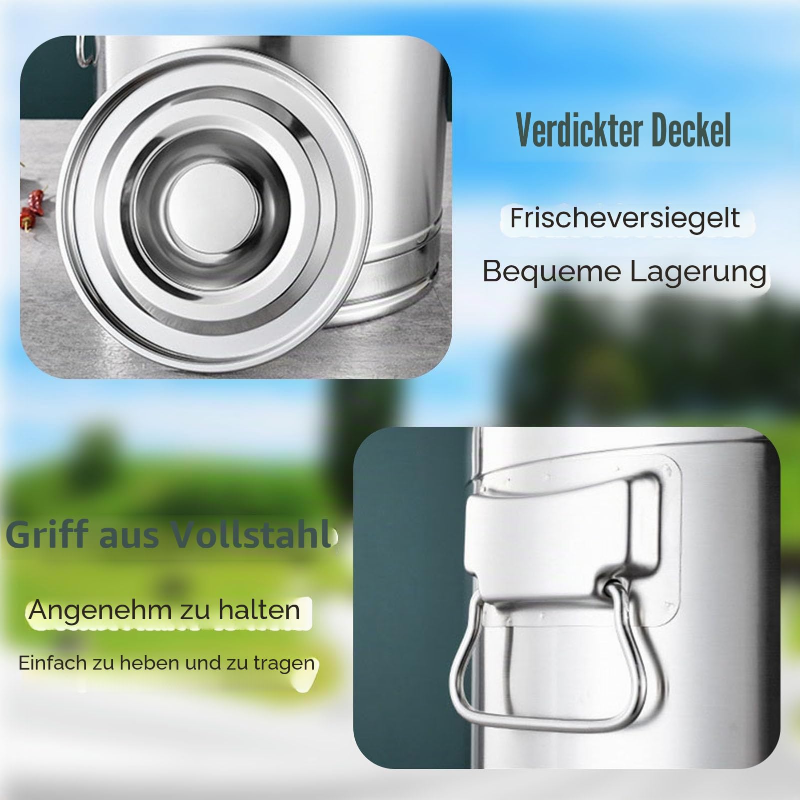 Adima 5L/9L/14L/18L Rostfreier Stahl Milcheimer Wein-Eimer Ölfass Tee-Kanister Isolierkanne Milchkrug Transportkanne Edelstahlbehälter Mit Deckel Und Hahn Edelstahl Eimer,5L