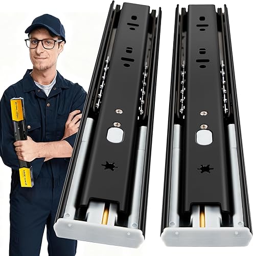 YENUO Diapositivas de cajón de cierre suave, montaje lateral de extensión completa de 12, 14, 16, 18, 20, 22, 24 pulgadas, rodamientos de bolas,