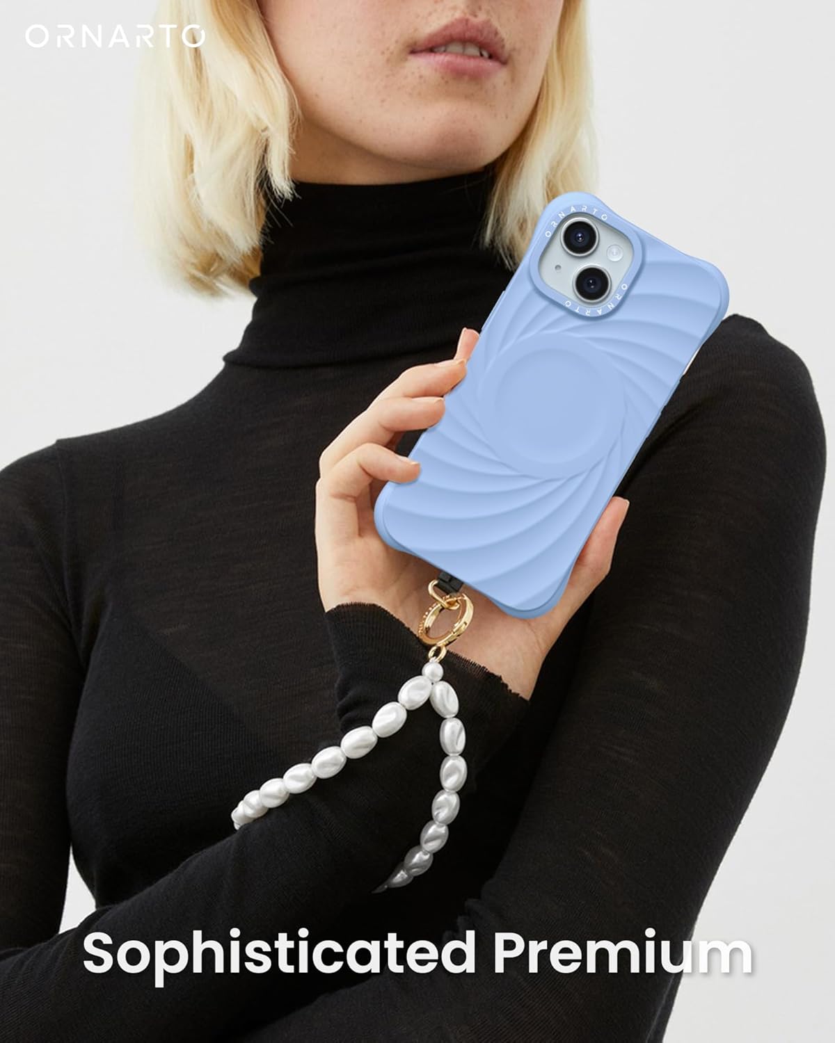 ORNARTO Vortuxe for iPhone 15 Case 6.1" | 2X MIL-STD Drop Protection | Compatible with MagSafe | Sleek Aesthetic Liquid Silicone Phone Cover - Sky Whisper