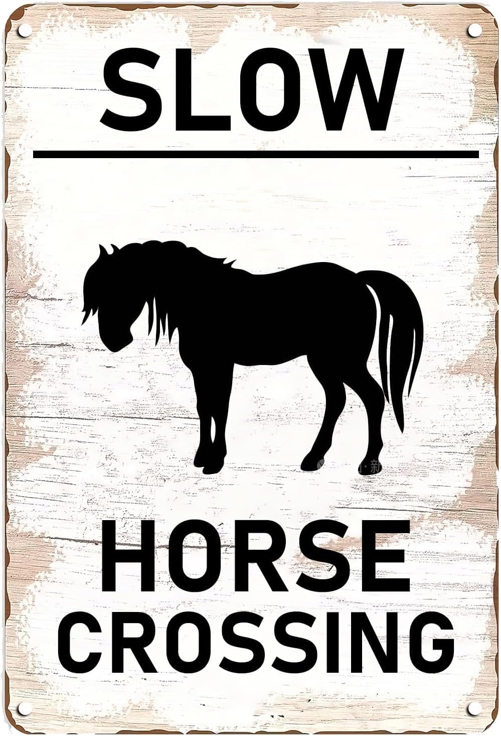 SMAZDFXX Slow Horse Crossing Vintage Tin Sign,Vintage Farm Decor Horse Warning Tin Poster Street Decor Signs for Home Garden Yard Bar Pub Outdoor Man Cave Decor 5.5"x8"