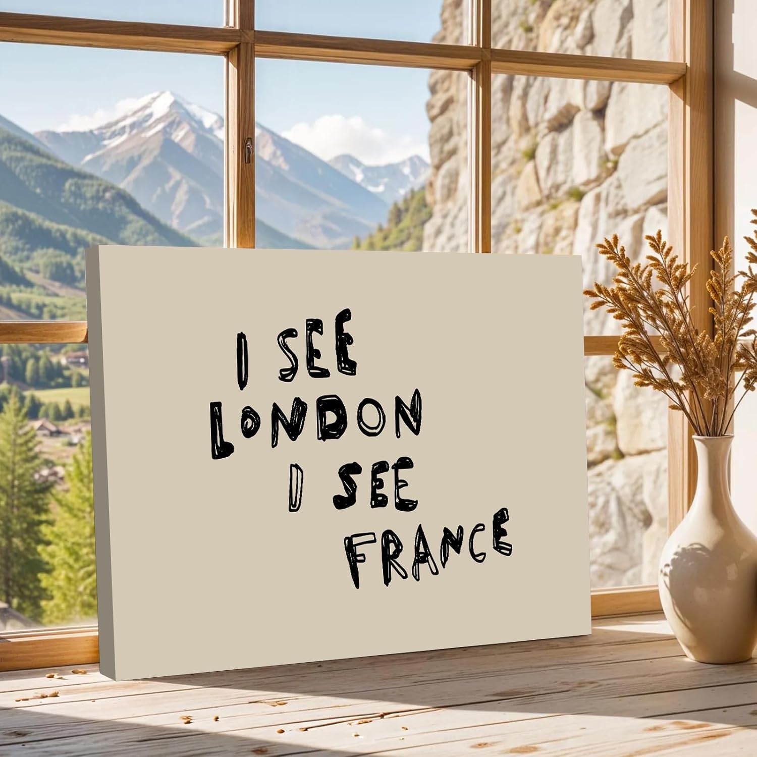 Funny Bathroom Canvas Wall Art I See London I See France Poster Prints Quirky Humorous Typography Print Above Toilet Wall Decor Whimsical Aesthetic Prints for Home Apartment Toilet Decoration 16x12in