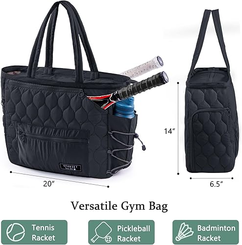 Miniatura 2 de Bolsa de tenis para mujer, bolsa de tenis con capacidad para 2-4 raquetas con compartimento para zapatos y bolsillo húmedo, bolsas de lona