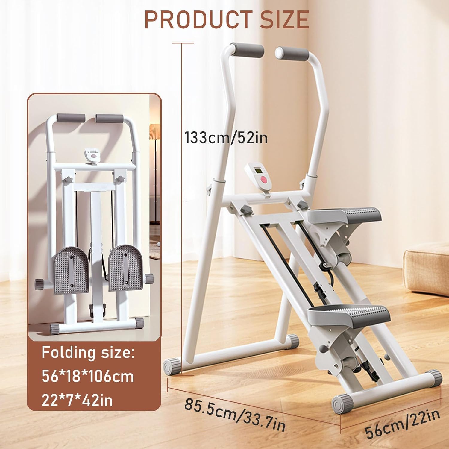 Macchina per arrampicata verticale con monitor LED, step pieghevole per fitness domestico per allenamento completo del corpo e allenamento cardio