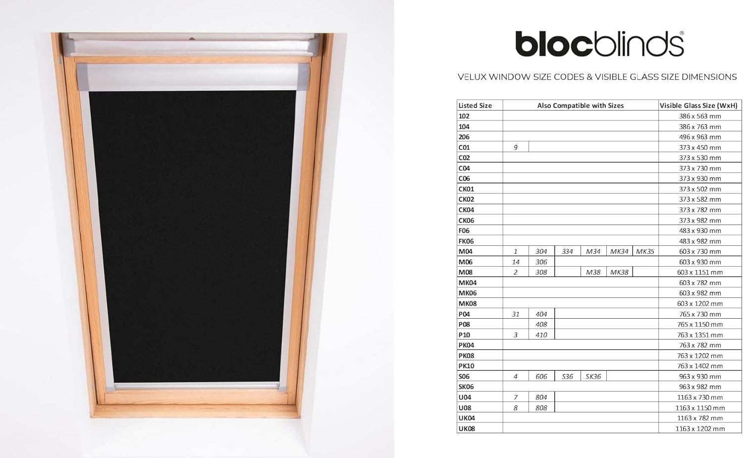 Bloc Skylight Blind S6A for Dakstra Roof Windows Blockout, Black