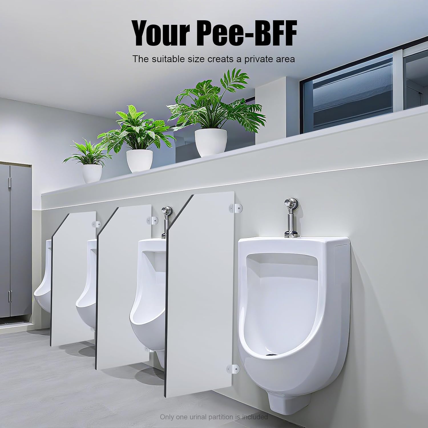 16 x 35 inch Urinal Screen Toilet Partition, Wall-Mounted Men Urinal Partial Screen, Urinal Partition Divider Screens, Water-Proof Baffle Bathroom Partition for Public Places (Light Grey+Bevel Angle)