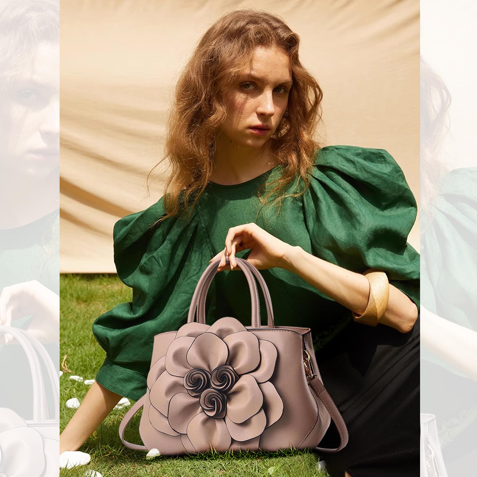 NICOLE & DORIS Borsa donna alla moda a fiori Borsa a mano Borsa a tracolla elegante borsa messenger Borse Tote in PU Pelle