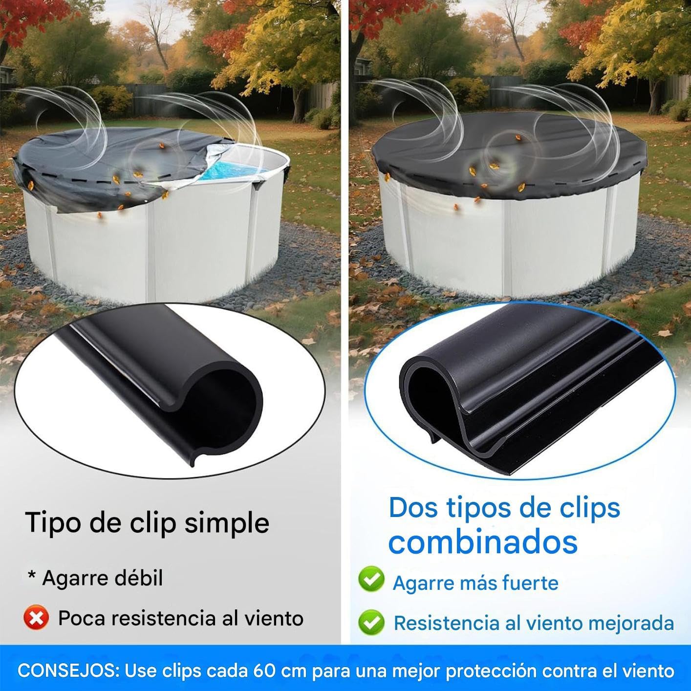 Grapas para Cubierta De Piscina Guardavientos 60 Piezas De Alta Resistencia