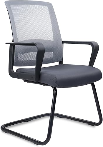 CLATINA Silla de oficina para invitados con soporte lumbar y respaldo medio de malla serie Space Air Grid para recepción o sala de conferencias, Gris