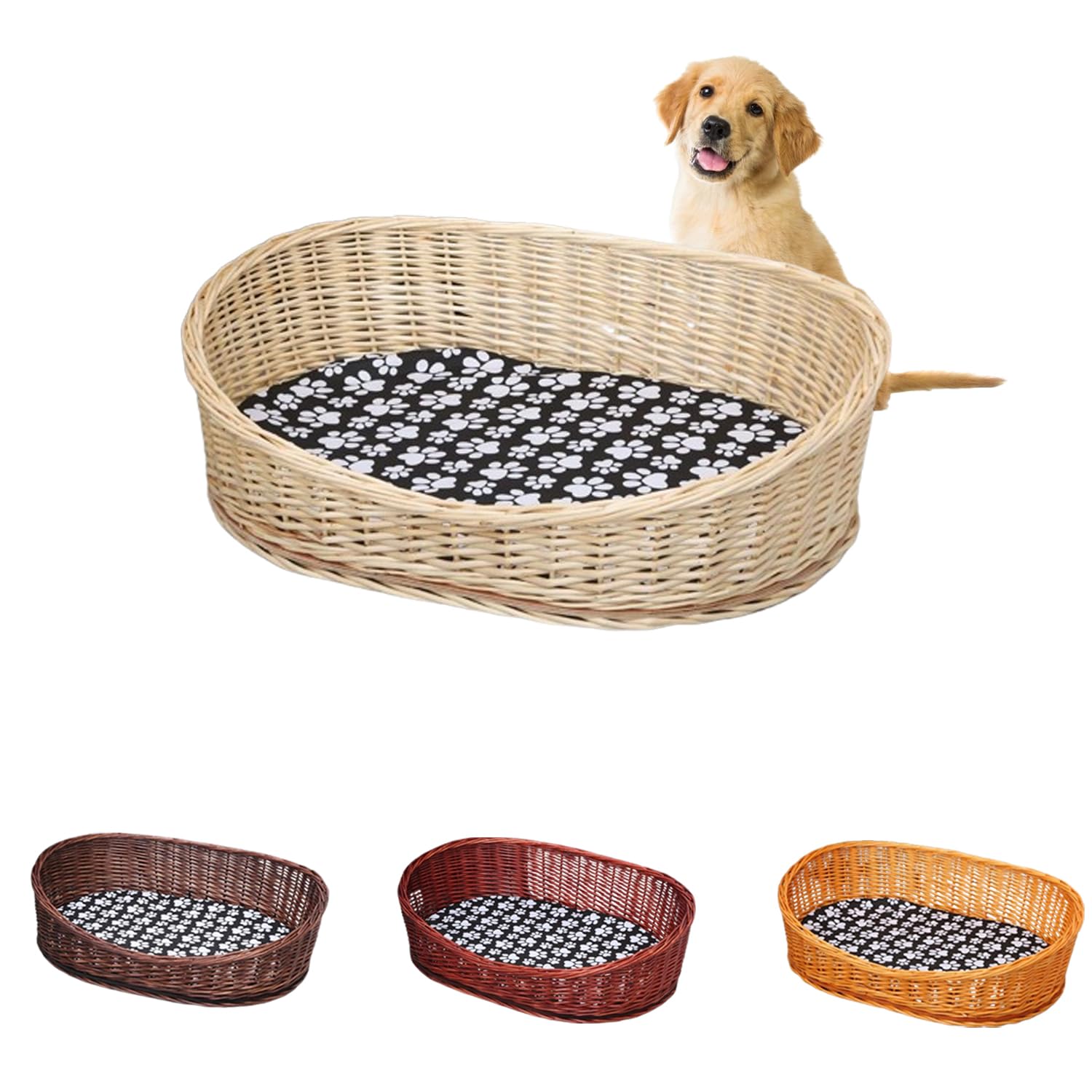 Amazon | 犬用ベッド 犬かごネスト 犬用 ペットベッド ラタン 柳