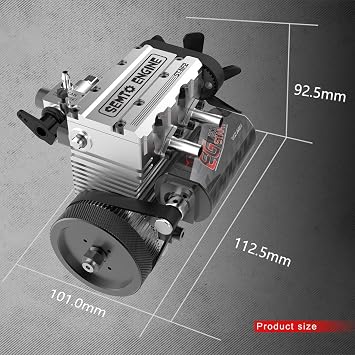 SEMTO Engine ST-NF2 Model Kit, Mini Inline Double-Cylinder Four-Stroke Air-Cooled IC Engine Model with Ignition Power Module,F-Type Electric Plug,Fuel Tank & Oil Pipe