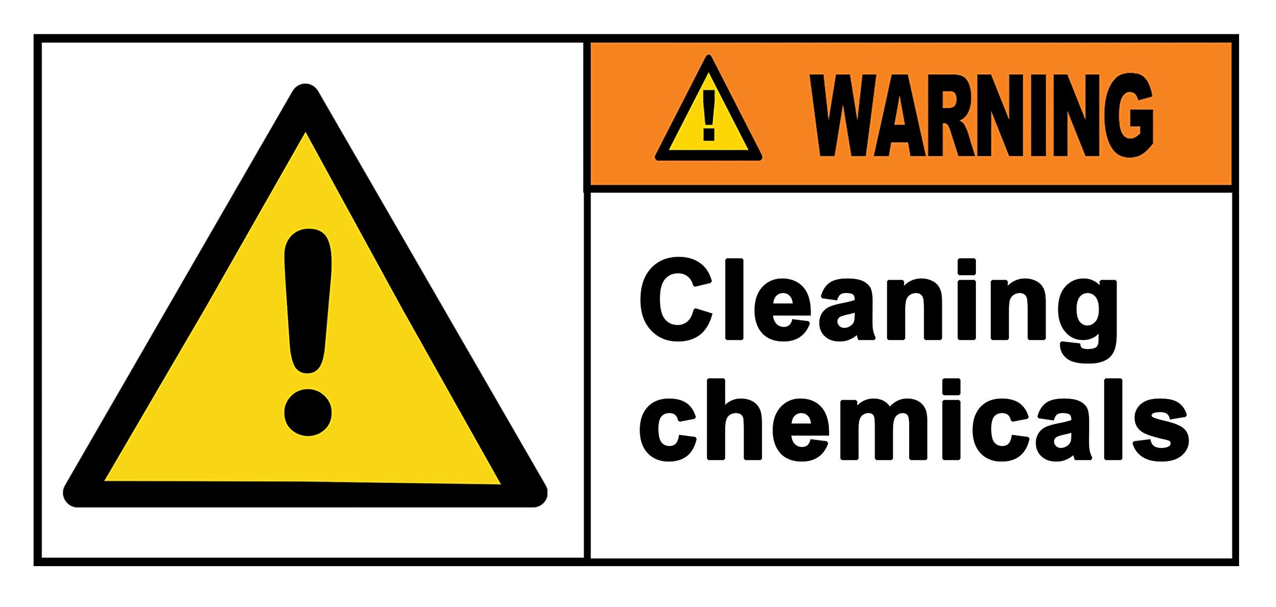 Party Decor 4 X Warning - Cleaning Chemicals - Info Label Sign Removable Self Adhesive Waterproof Durable Vinyl Label Sticker 225Mm X 106Mm
