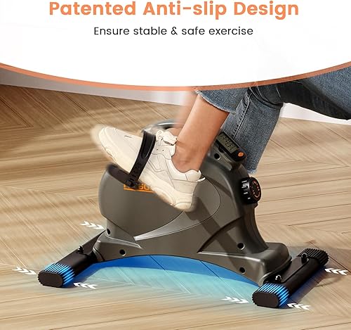 Miniatura 7 de Niceday Ejercitador de pedales para debajo del escritorio con 16 niveles de resistencia magnética, mini bicicleta estática para entrenamiento de