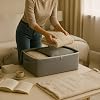 Deconox 4 Pieces Large Size Bazaar Thick Fabric Hurch | Sweater Pillow Multi-Purpose Underbed Arrangement Hurcu Gray (64cmx45cmx20cm)