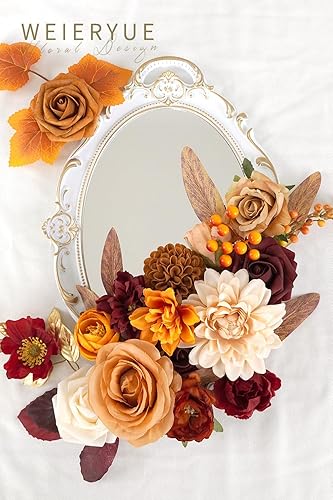 Miniatura 6 de WEIERYUE Juego de flores artificiales de seda para decoración de otoño, flores falsas de seda para centros de mesa, decoración de pasteles, ramos de