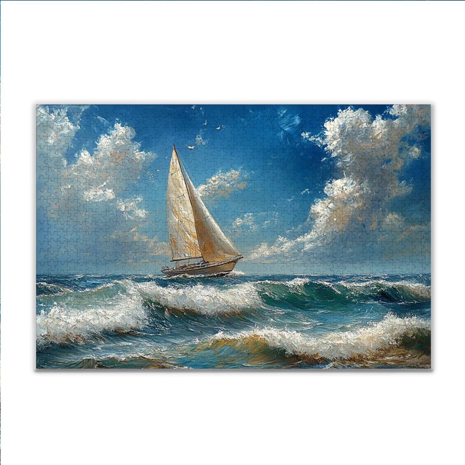 Łódź ocean puzzle dla dorosłych 2000 sztuk, trudne trudne łamigłówki, gry edukacyjne, niemożliwe puzzle dla dorosłych, hobby, twarde drewniane puzzle, gładkie krawędzie, ciasne gryzienie E-4