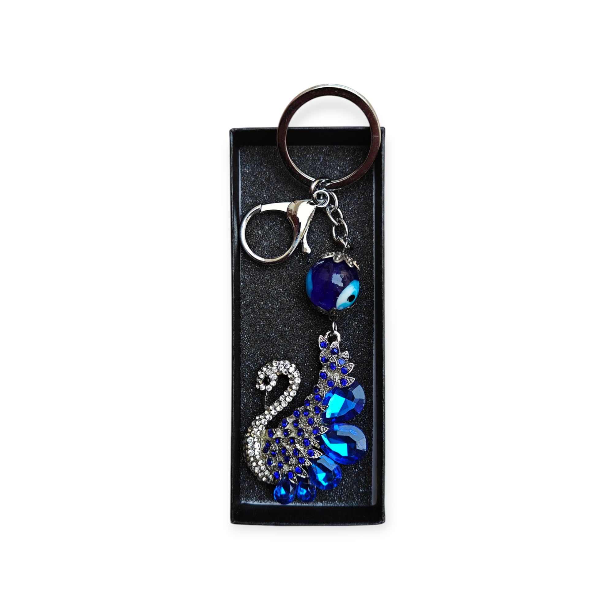 Peacock Shape Pendant Blue Evil Eye Keychain Crystal Alloy Peacock Keyring For Men | Women (Pack of 1)-image-29