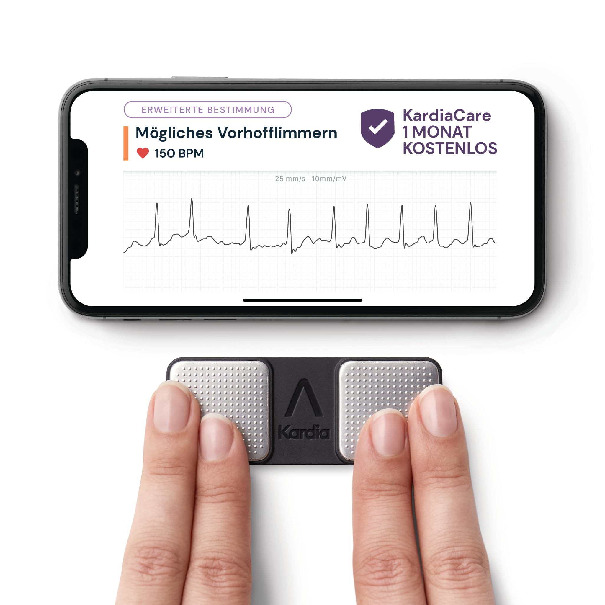 KardiaMobile 1-Kanal Personal-EKG Herzfrequenz-Monitor – zeichnet EKGs zu Hause auf, erkennt Vorhofflimmern, schnelle Ergebnisse, funktioniert mit den meisten Smartphones
