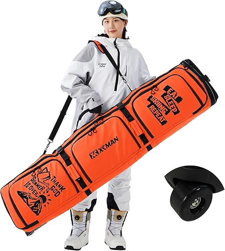 XCMAN Bolsa de snowboard con ruedas de 63 a 75 pulgadas de longitud ajustable para botas de snowboard de viaje aéreo