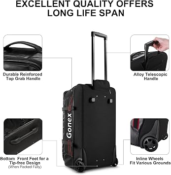 Gonex Rolling Duffle Bag with Wheels, Waterproof PVC Luggage, 25 in, Black