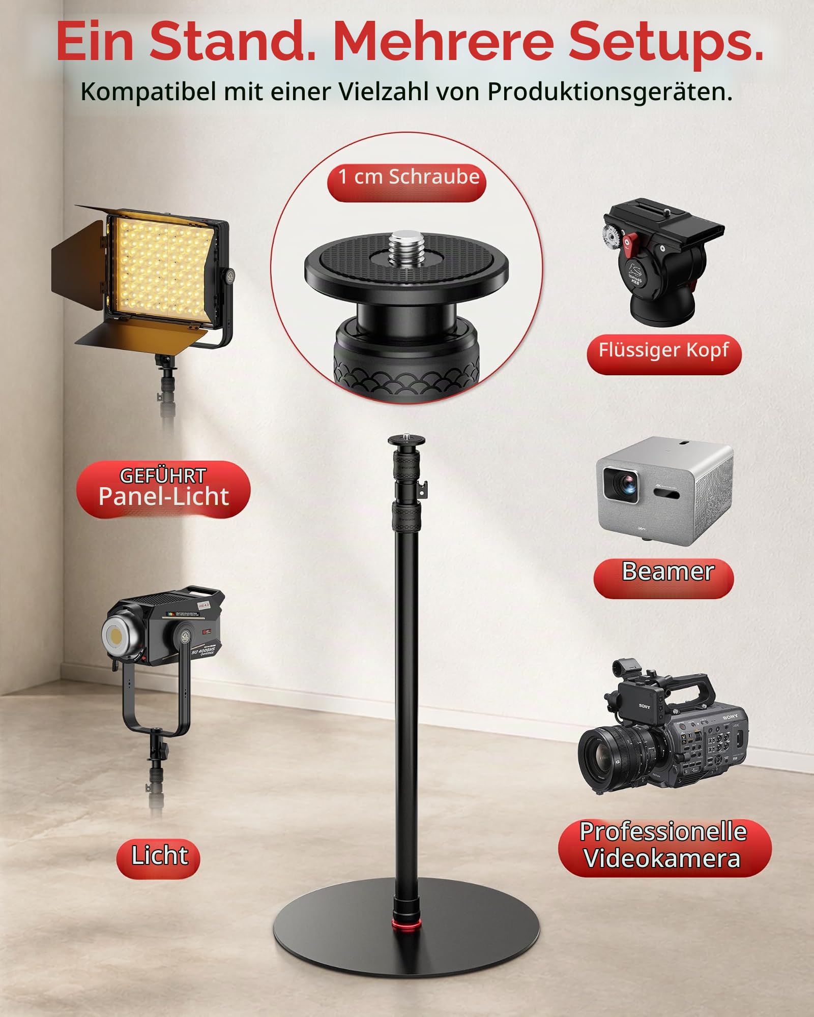IFOOTAGE Cobra 2 RB-A400 Professionelles Kamera-Aluminium-Einbeinstativ,Studio-Einbeinstativ,gewichteter Basis und Einstellbarer Höhe, Bodenständer,Light Stand,Sockeldurchmesser: 40cm