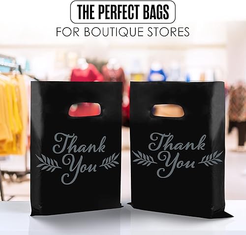 Miniatura 5 de Houseables Thank You Merchandise Bags, Retail Shopping Goodie Bag, 20" x 22",100 Pk, 1.75 Mil Thick, Black, White, Die Cut Handles, Tear-Resistant