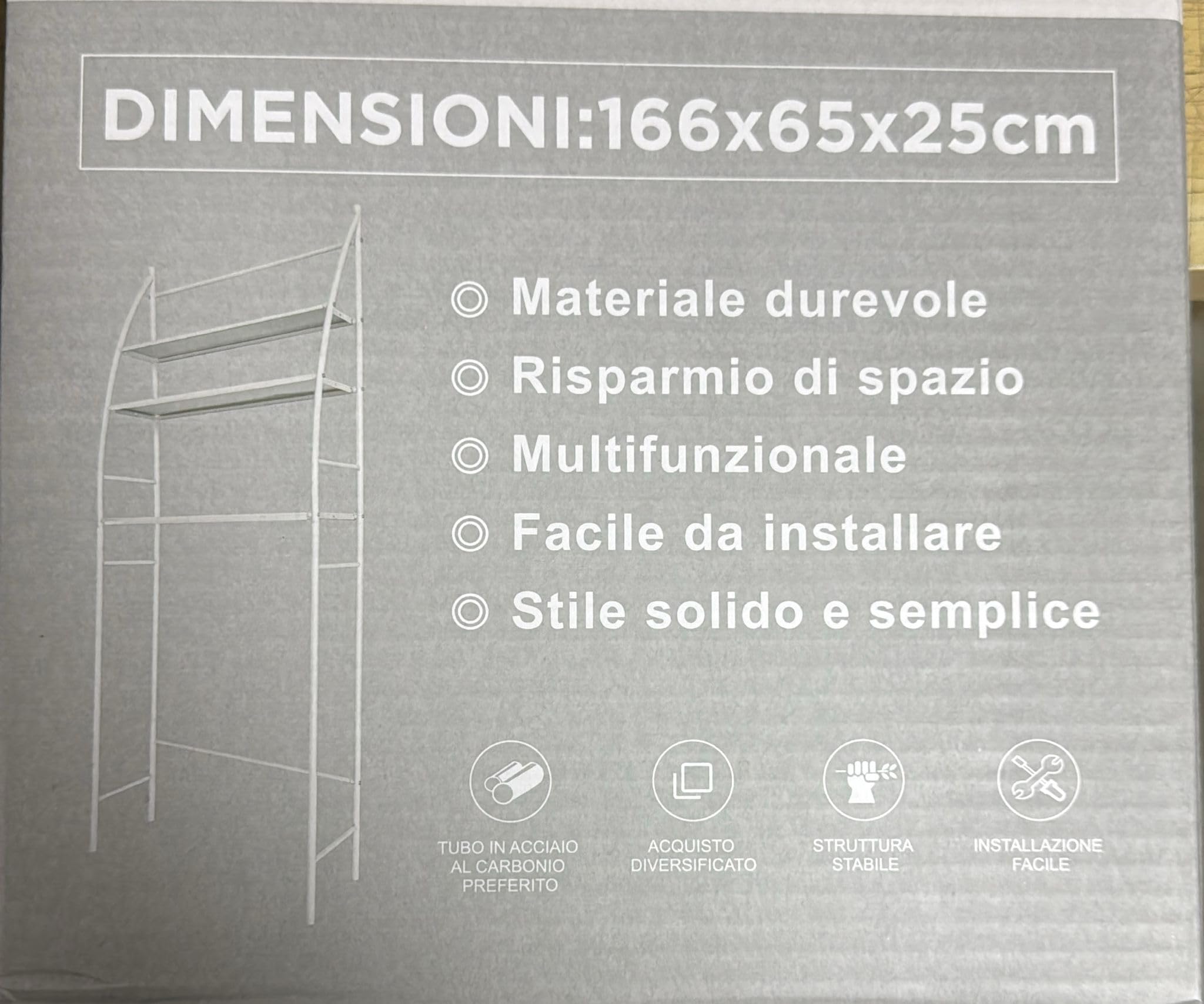 Genérico Estantería sobre Inodoro - Dimensiones 166x65x25cm. - Color Blanco