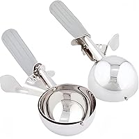 HSHQING 2-Pack 4oz Stainless Steel Ice Cream Scoops with Trigger Release - Half Cup Portion Control for Cookie Dough, Cupcake Batter & More