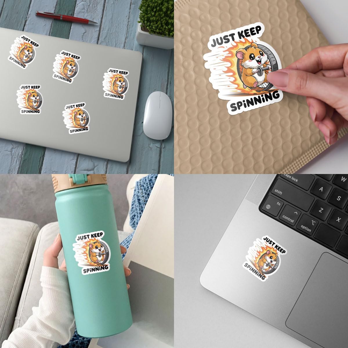 3Pcs Just Keep Spinning Hamster Sticker Funny Animal Hamster Gift image 4
