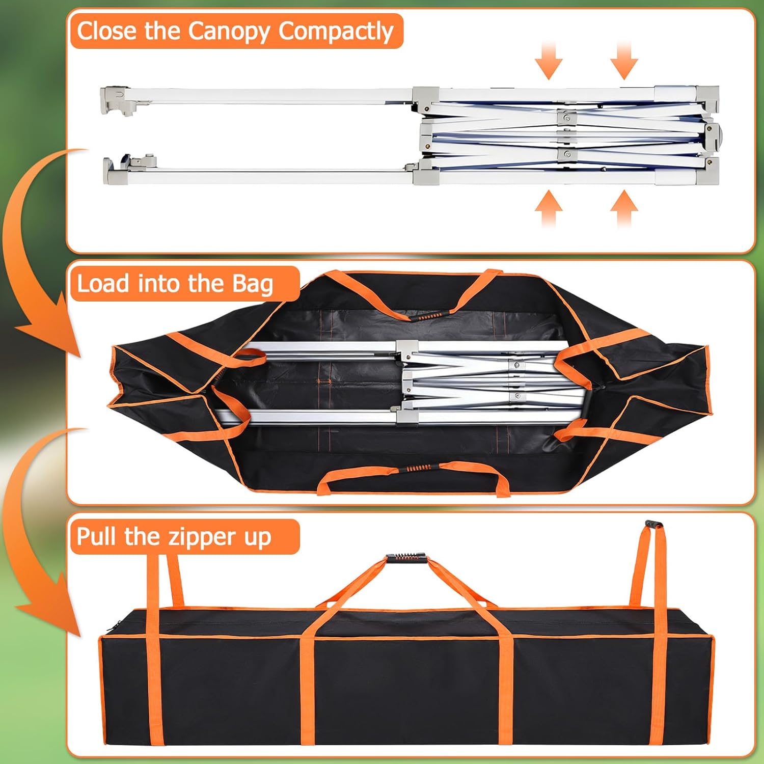 Large Tent Storage Bag, 67" L x 12" W x 12" H Camping Tent Bag Replacement Design with Reinforced Handles & Dual Zipper for Party Tent Pole Canopy Hammock, 600D Waterproof Duffel Travel Bag