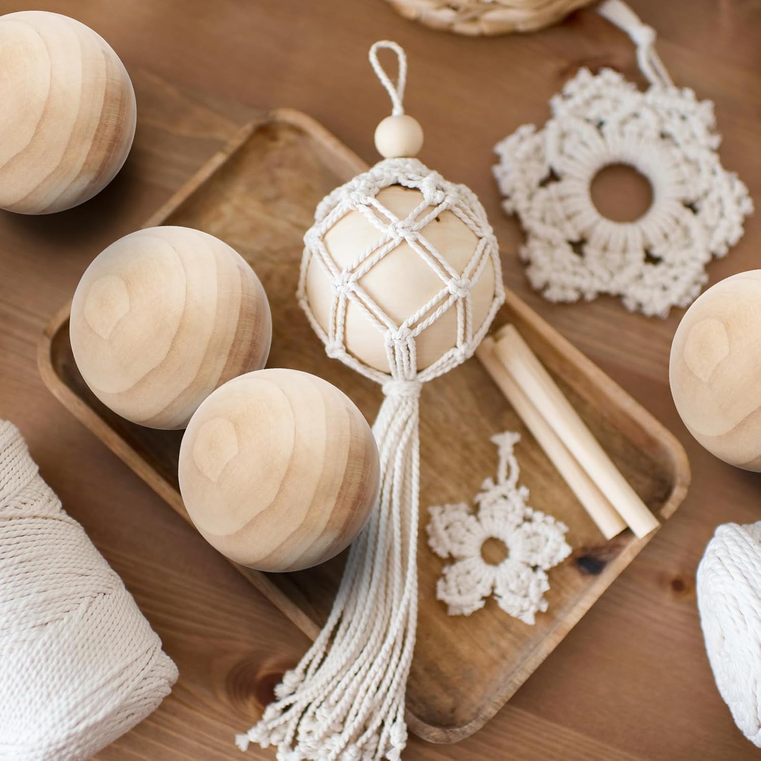 3 inch Wooden Balls, 4PCS Unfinished Round Wood Balls, 75mm Large Natural Wooden Balls for Crafts and DIY Decorative Projects - Image 4