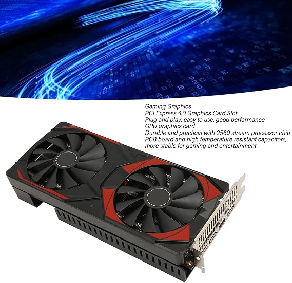 RX 5700 XT Graphics Card, 8GB GDDR6 256Bit Gaming GPU with Dual Cooling Fans and Metal Back Plate, for PC Desktop Gaming