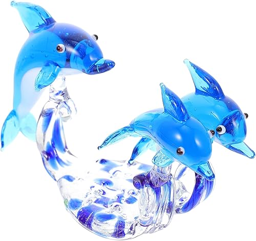 BESPORTBLE Unique Glass Dolphin Figurine Cute Desktop Decor Compact Home Ornament Creative Tabletop Adorn for Office Bedroom Aesthetic Sculpture