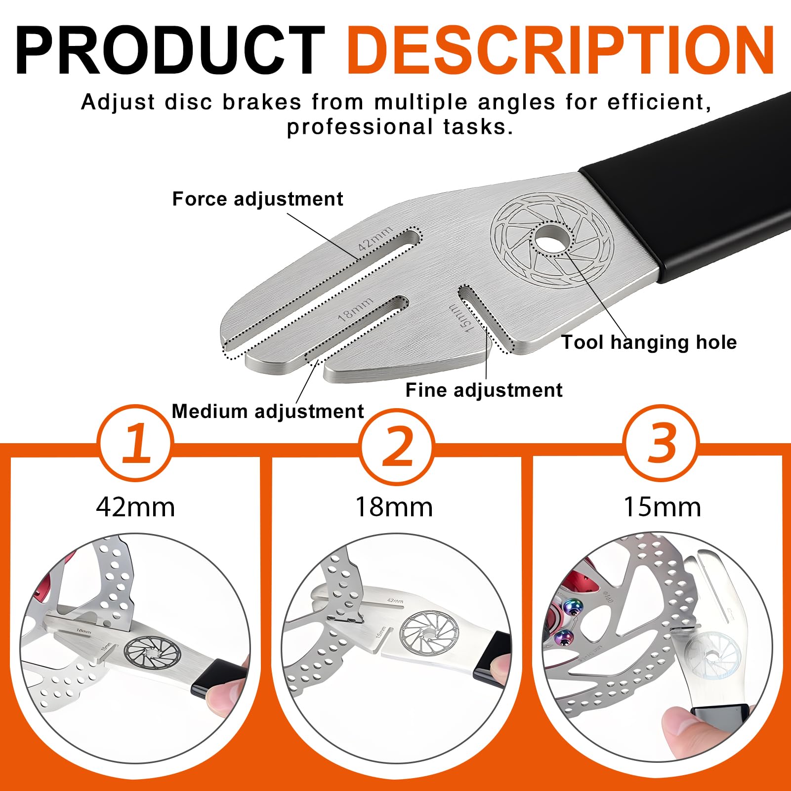 3 PCS Chiave Disco Freno Bicicletta, Regolatore Disco Freno, Strumento di Correzione Deformazioni Disco Freno con Impugnatura Ergonomica Antiscivolo per MTB, Bici da Corsa e City Bike