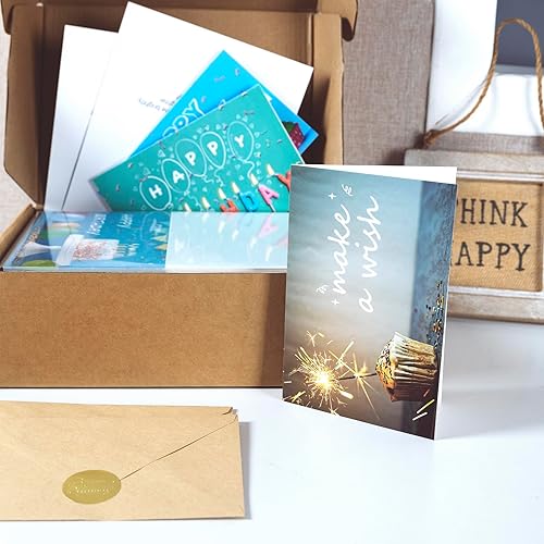 Miniatura 7 de 120 tarjetas de feliz cumpleaños con sobres, tarjetas de cumpleaños a granel con mensaje genérico corto en el interior, 20 diseños únicos, 4 x 6