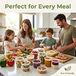 Contenants alimentaires JoyServe avec couvercles - (Pack de 24) 8 ensembles de chaque taille - 8 oz / tasse - 16 oz / pinte - 32 oz - tailles quart, stockage alimentaire, préparation de repas à emporter, sans BPA, lave-vaisselle, micro-ondes