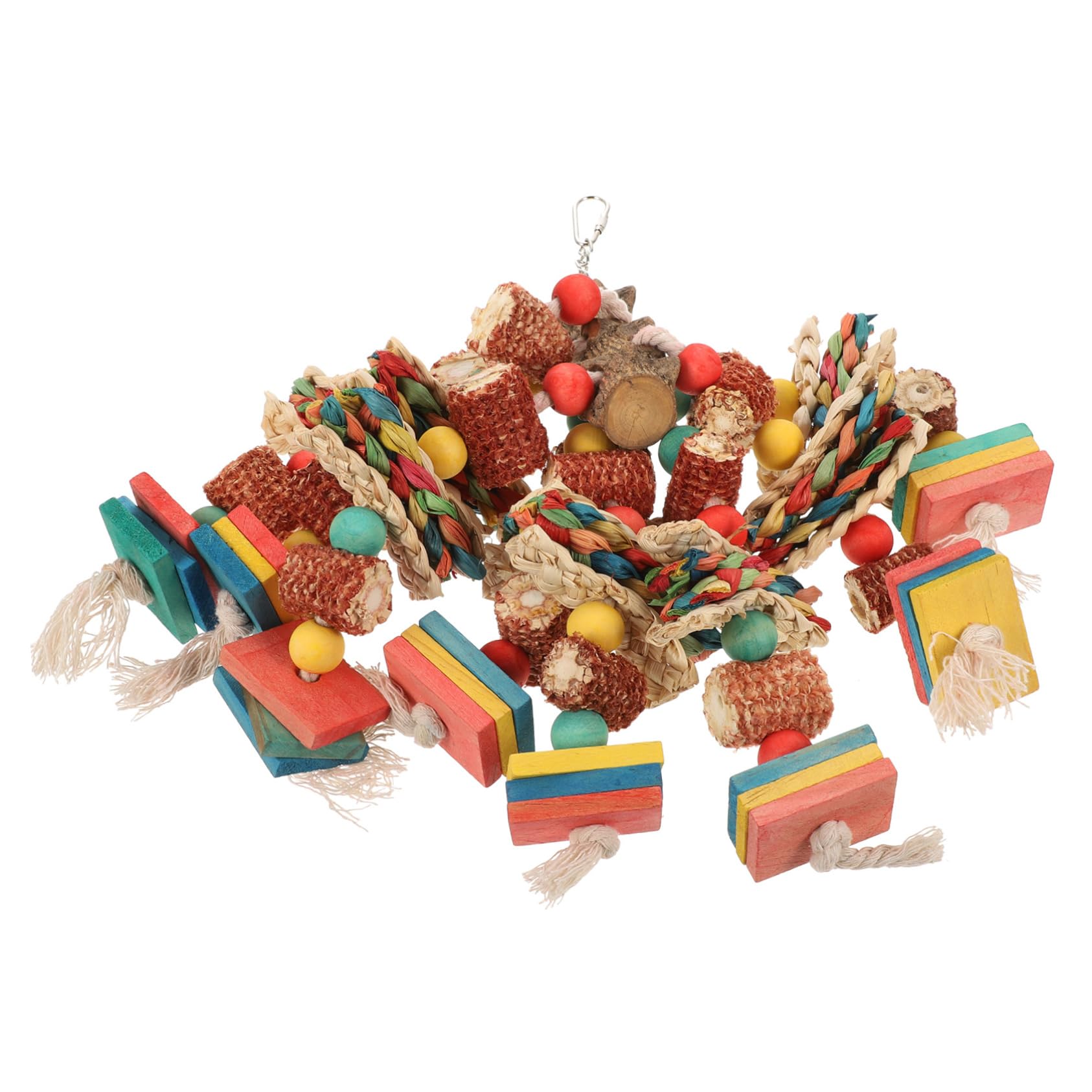 Happyyami Papageienspielzeug Aus Holz Vogelfutter Spielzeug Für Mittelgroße Papageien Hängendes Spielzeug Mit Hakendesign Für Vogelkäfig