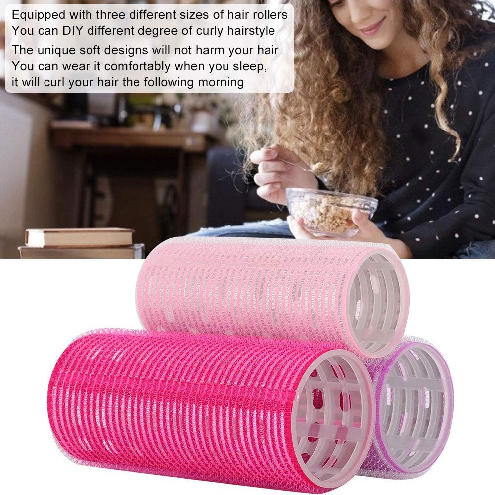 Hair Roller Sets, 3Pcs Self-Adhesive Hair Rollers, Portable Grip Holding Styling Curlers, Hairdressing Tool, Salon Hair Dressing Curlers for DIY Hair