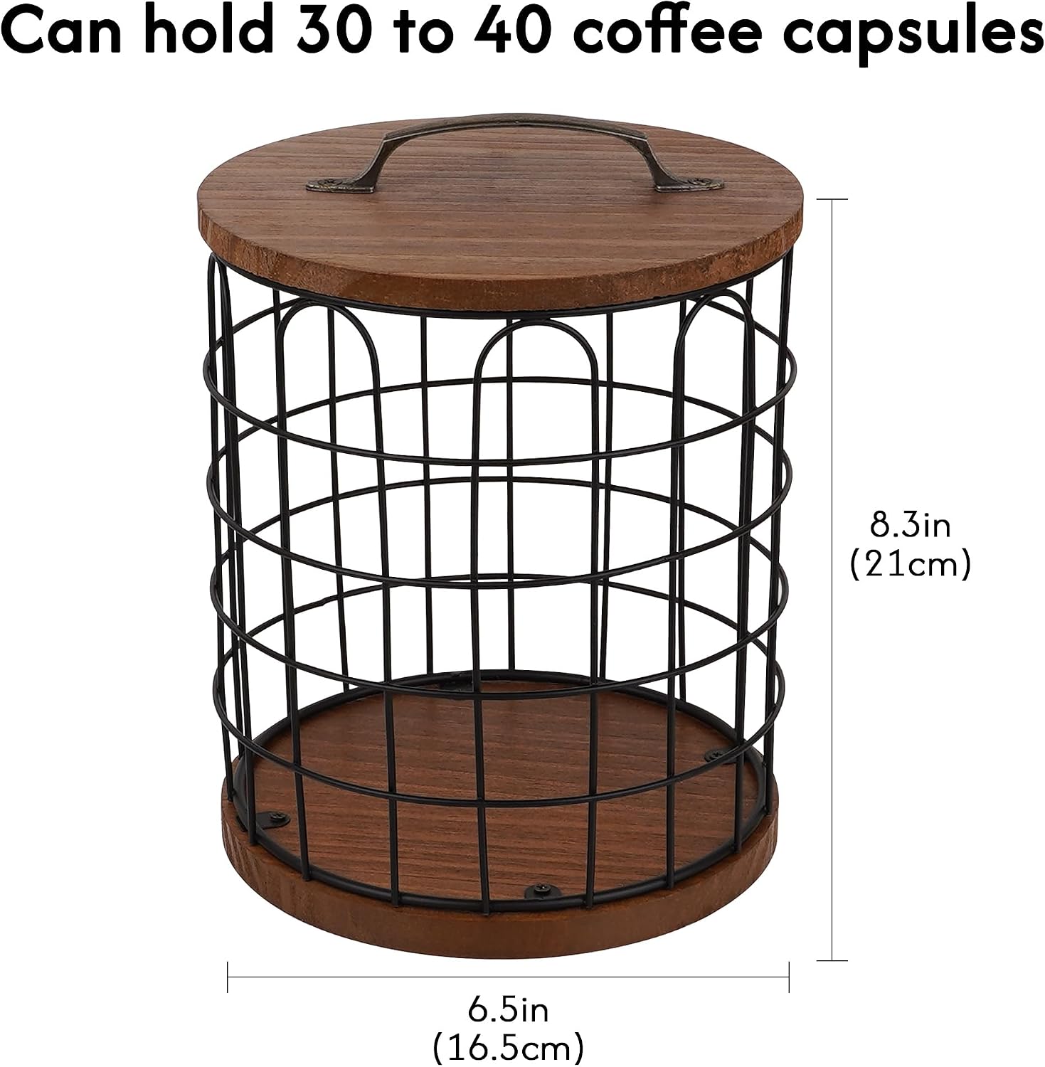 Black Coffee Pod Holder Wire K Cup Storage Basket Lid Capsule Organizer