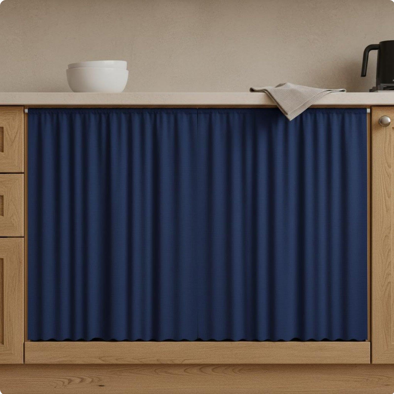 Cabinet Curtain Hides Clutter Cabinet Curtain Damage Dust-Resistant Shelf Cover for Kitchen, Washroom, Living Room 100x70cm Mgl041-image-38