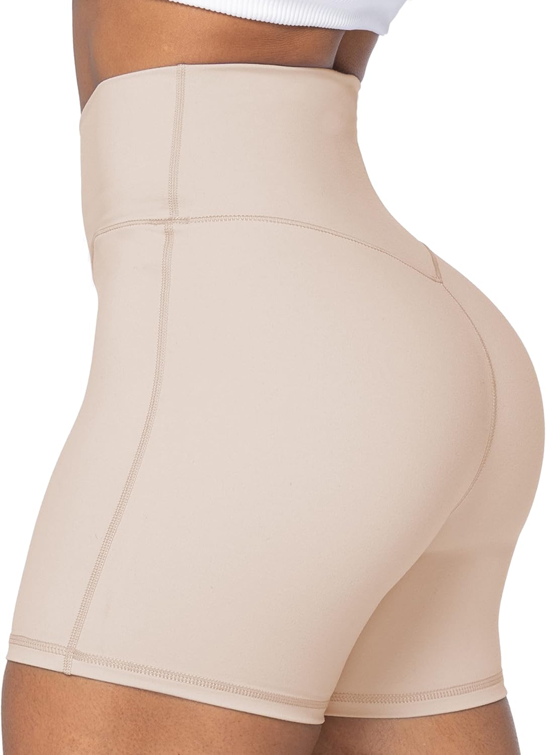 Sunzel Crossover Biker Shorts for Women, No Front Seam V High Waist Yoga Workout Gym Shorts with Tummy Control - Image 2