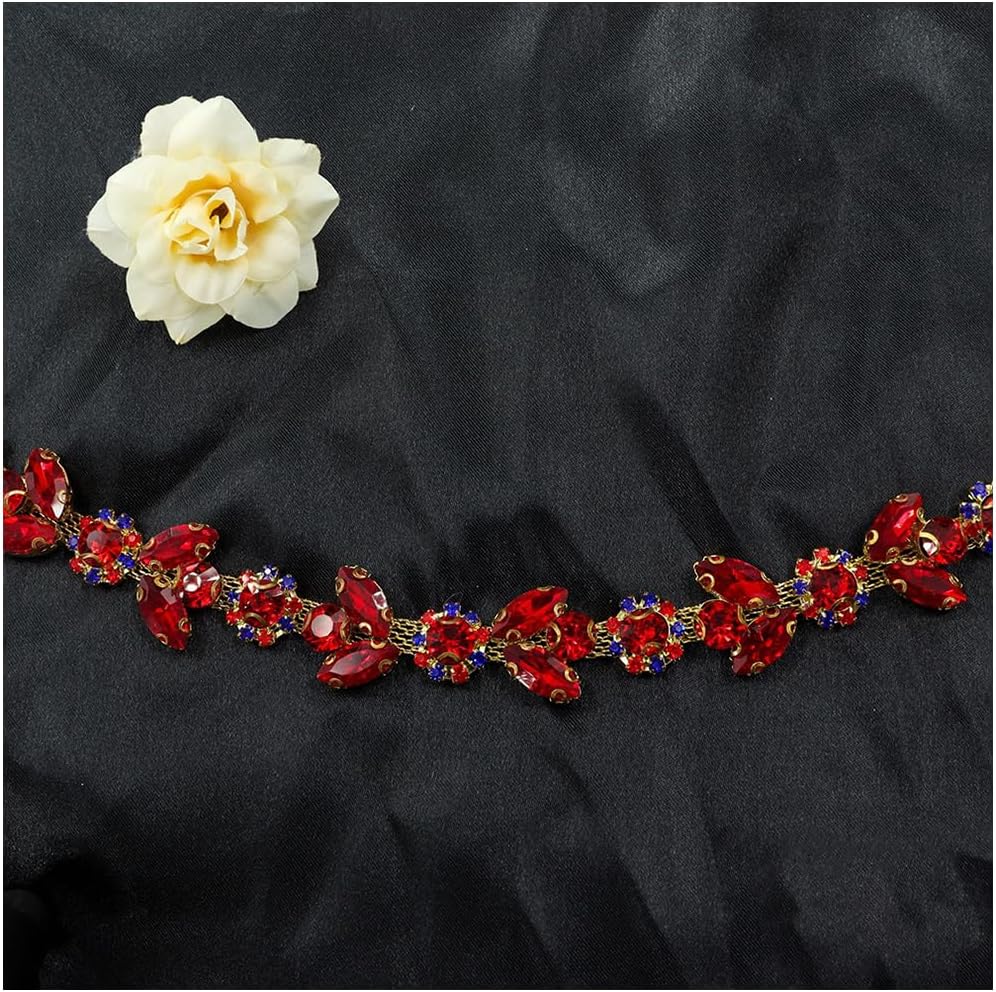1 Yard Rhinestone Trim Crystal Rhinestone Chain Applique Sewing Embellishments for DIY Dress Clothing Wedding Crafts Bridal Jewelry