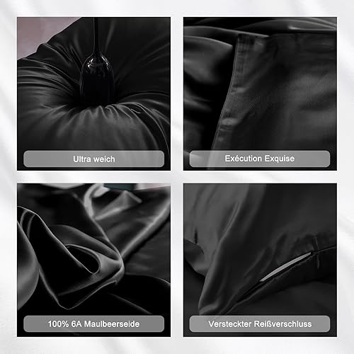 Miniatura 7 de THXSILK Funda de almohada 100% seda para cabello y piel, seda de morera de 25 momme, fundas de almohada con cremallera oculta, tamaño estándar,