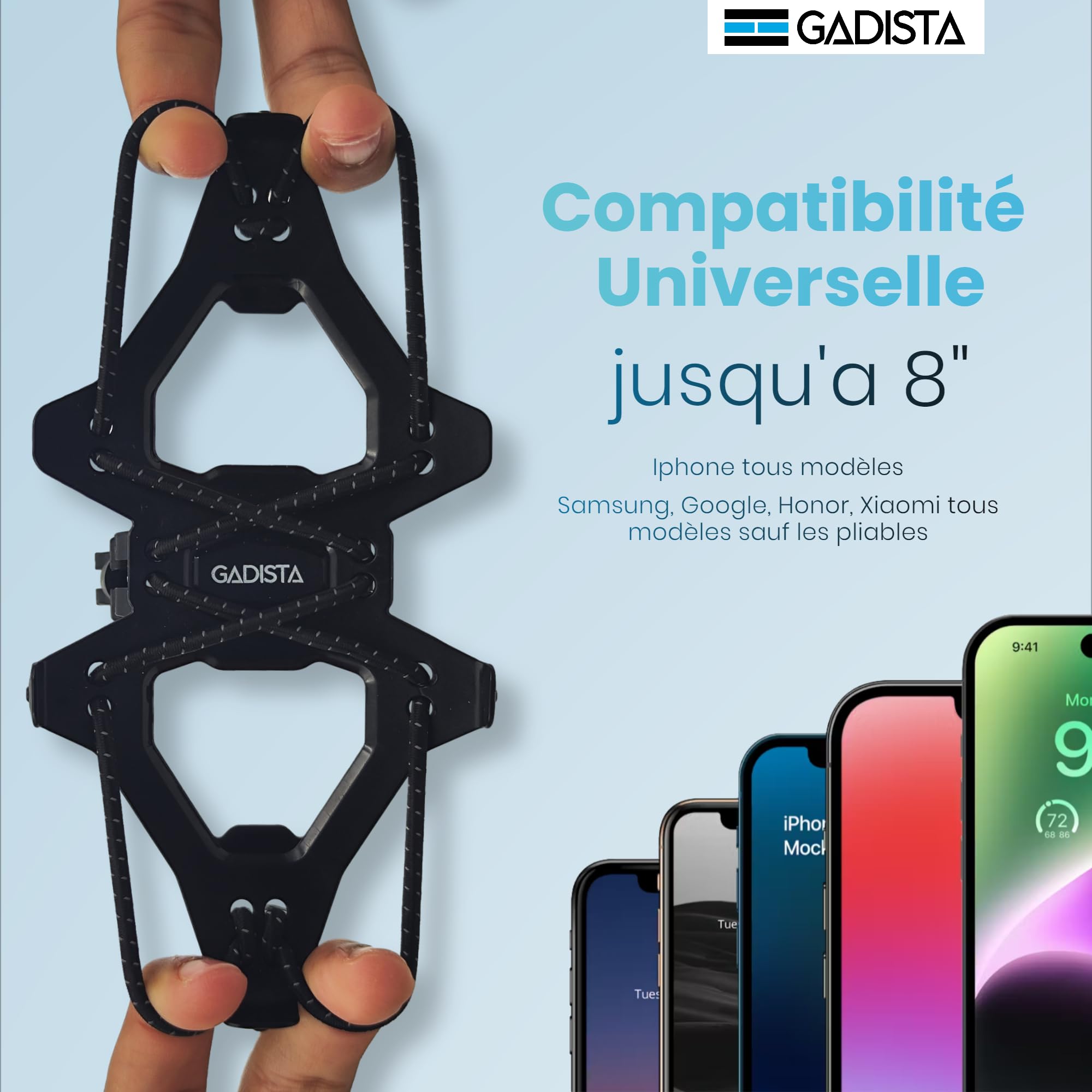GADISTA France, Sacoche Velo Cadre Etanche pour Telephone Tactile 6.8" VTT, Cadeau Homme Noel, Accessoire Velo Indispensable (Téléphone Externe + Rangement séparé)