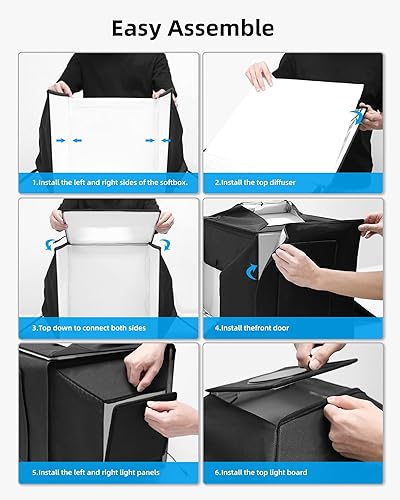 Miniatura 7 de Glendan Fotografía de caja de luz portátil caja de fotos profesional regulable de 16 x 16 pulgadas con luces LED de alto CRI 480 - Caja suave con 4