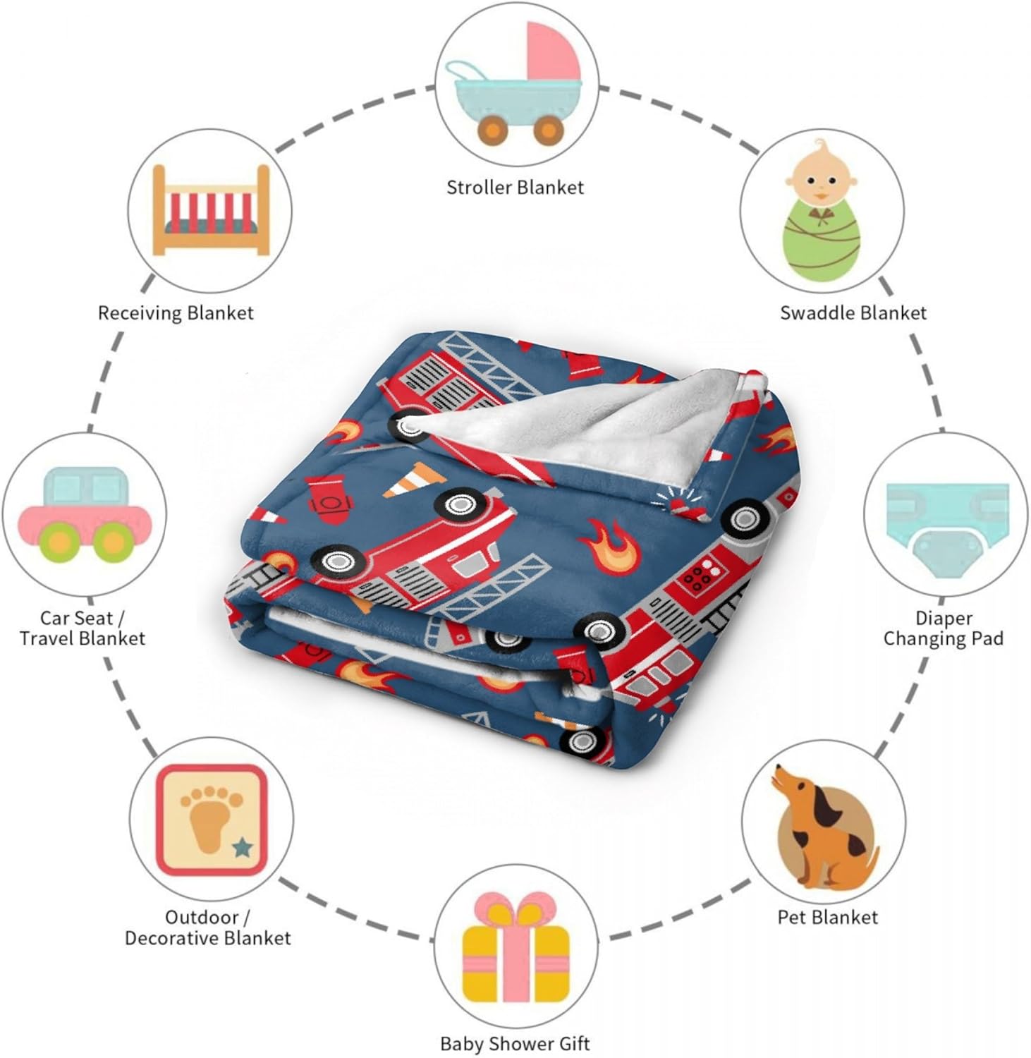 Fire Truck Blanket, Fireman Fire Engine & Helicopter Blankets, Gift for Girls - 60"x80" Soft Plush Throw for Couch & Bed - Image 7