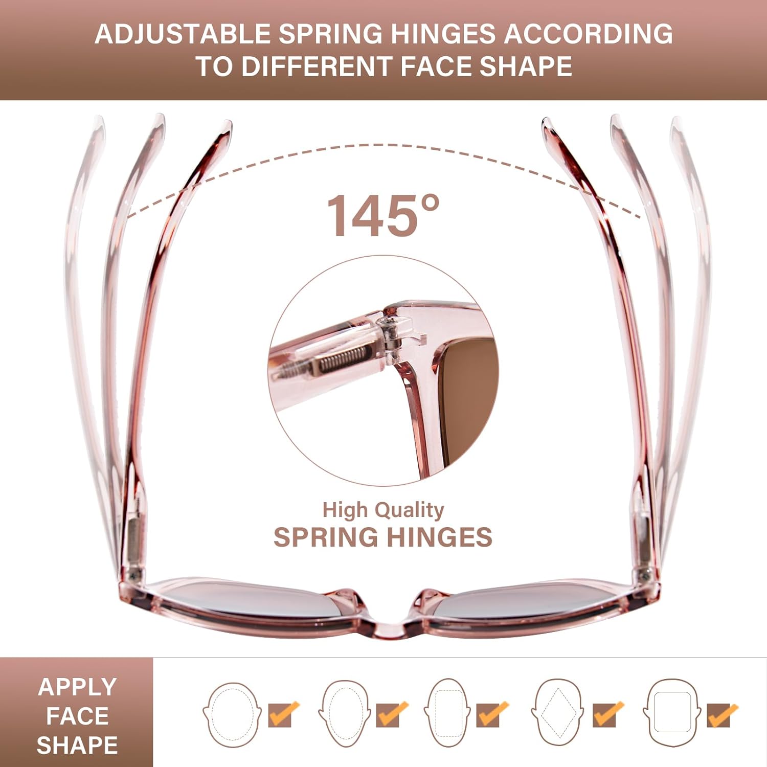 Progressive Reading Sunglasses for Women and Men Spring Hinges Multifocal Readers Sunglasses UV400 Protection - Image 4