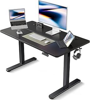 Electric Height Adjustable Desk, Bar Table 100x60cm, Home & Office Standing Desk with Divider Board, Black FrameBlack Finish