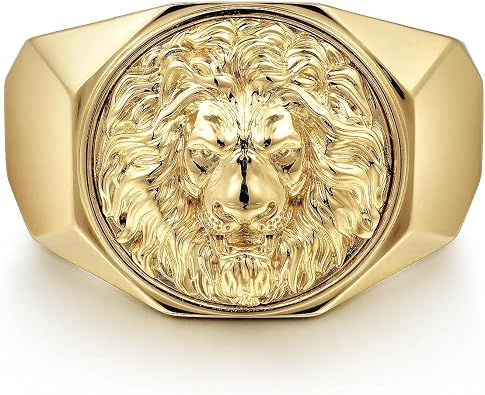 10K 14K 18K Solid Gold Lion Ring for Men Lion Ring for Men Gold Lion Ring Lion Jewelry Gifts for Him Husband Father Size 5-18