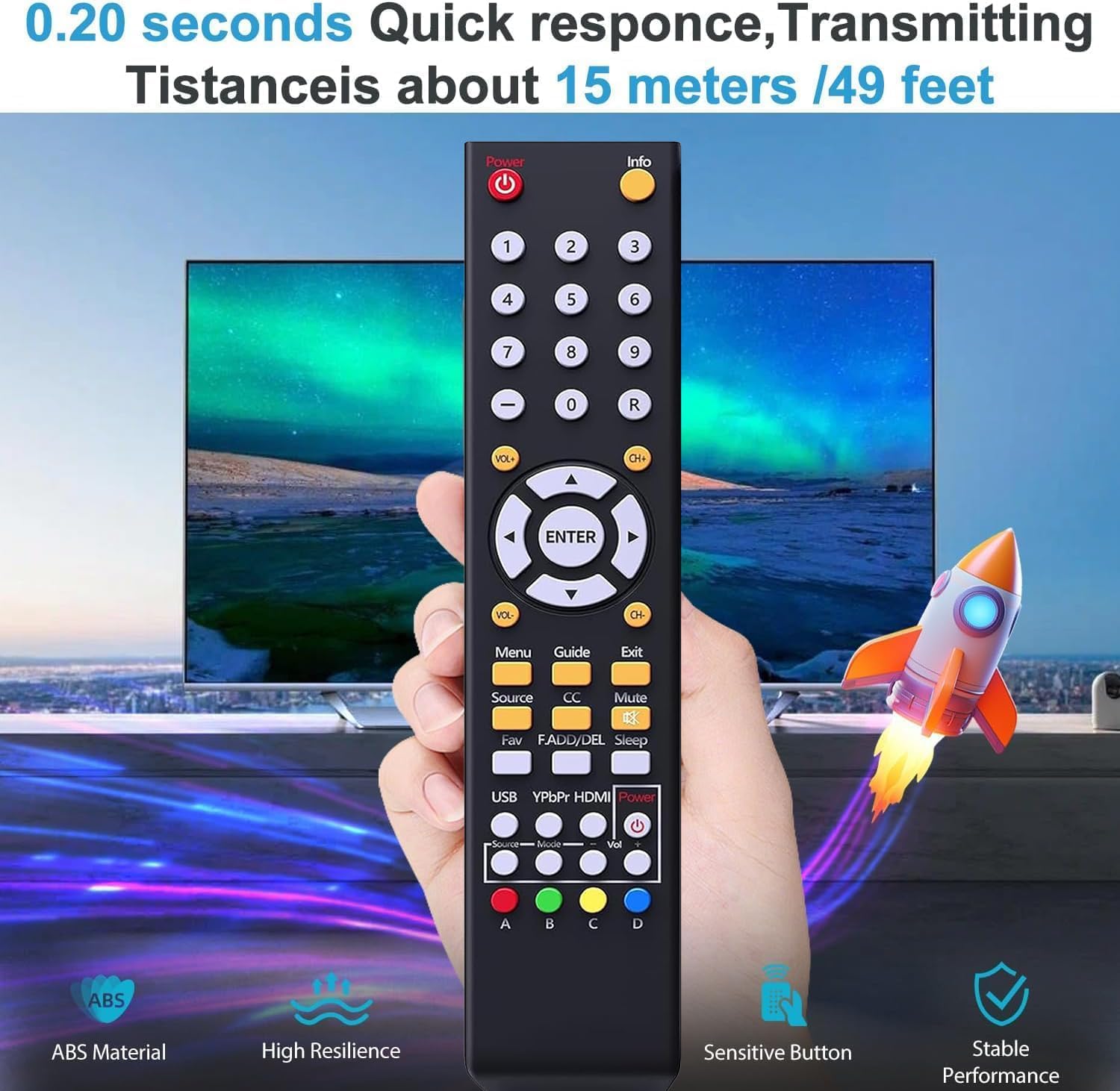 [Paquete de 2] Mando a distancia universal compatible con todos los televisores Sceptre TV, LED, LCD, HDTV